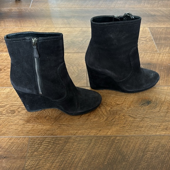 Prada Black Suede Wedge Ankle Boot - Picture 2 of 15